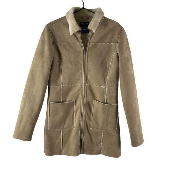 Jill and Jack Jackets & Blazers - Jack and Jill Women's Brown Pockets Full Zip Collared Long Sleeve Coat Size S